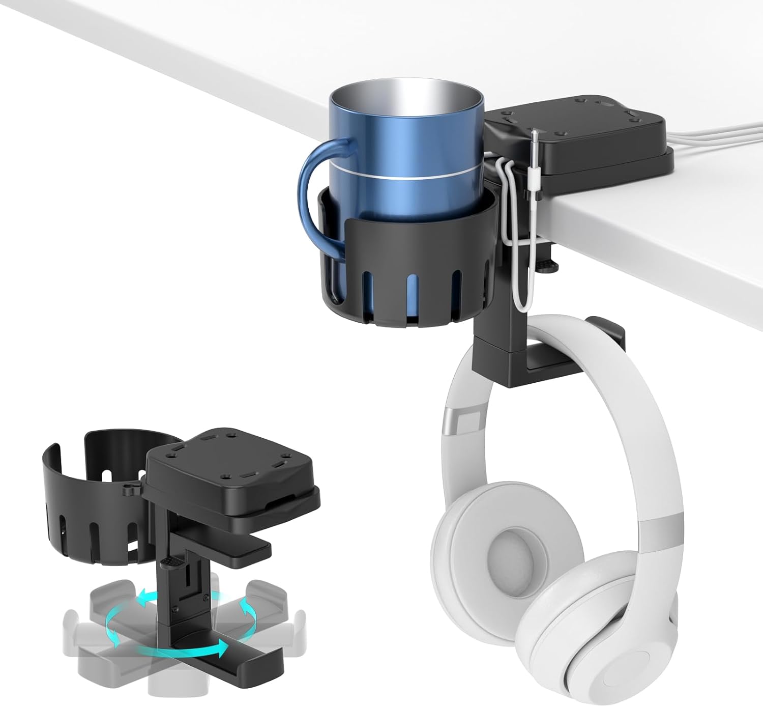 KDD 3 in 1 Headphone Hanger with Cup Holder