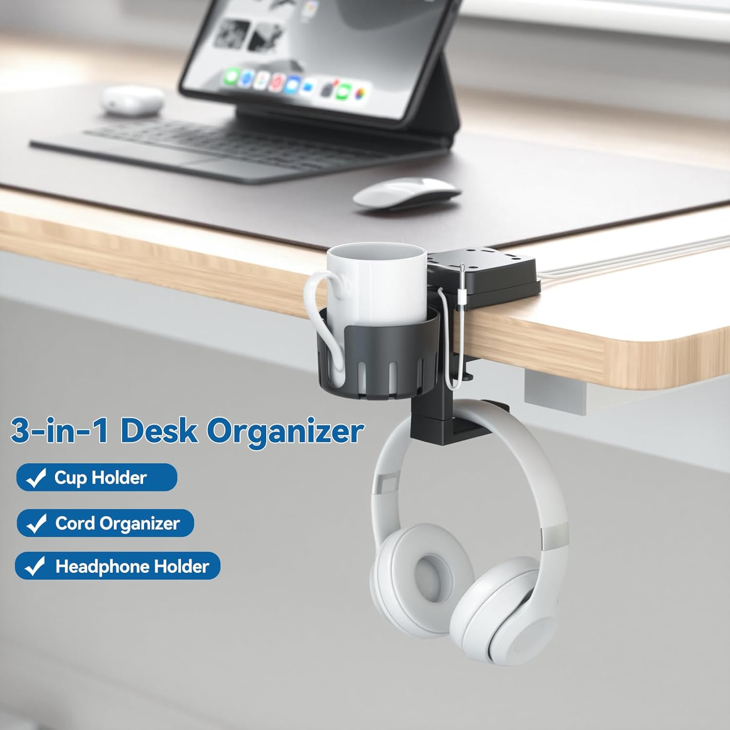 KDD 3 in 1 Headphone Hanger with Cup Holder