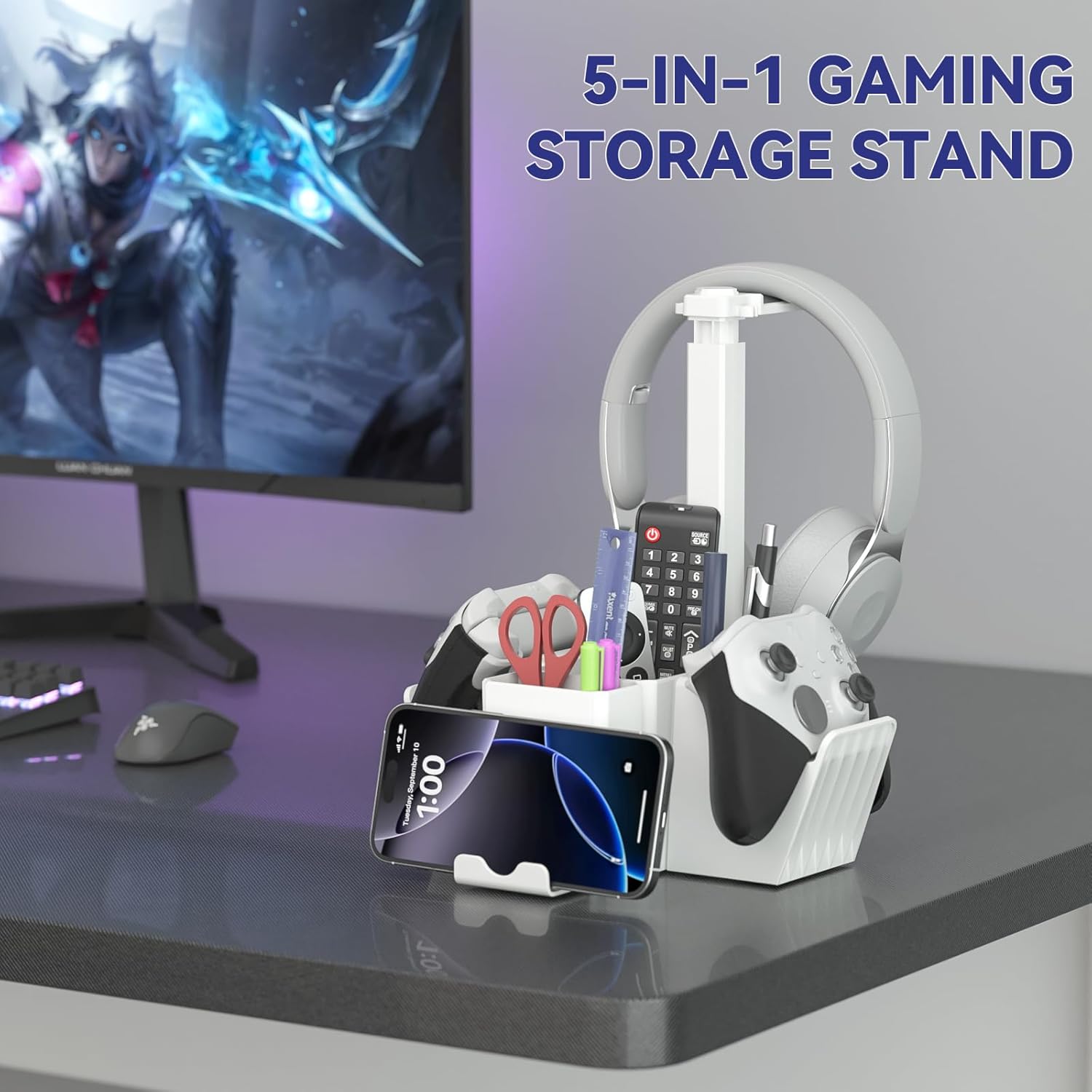 Dual Controller Rack Loc KDD Dual Controller Holder with Headphone Stand – KUSKER care