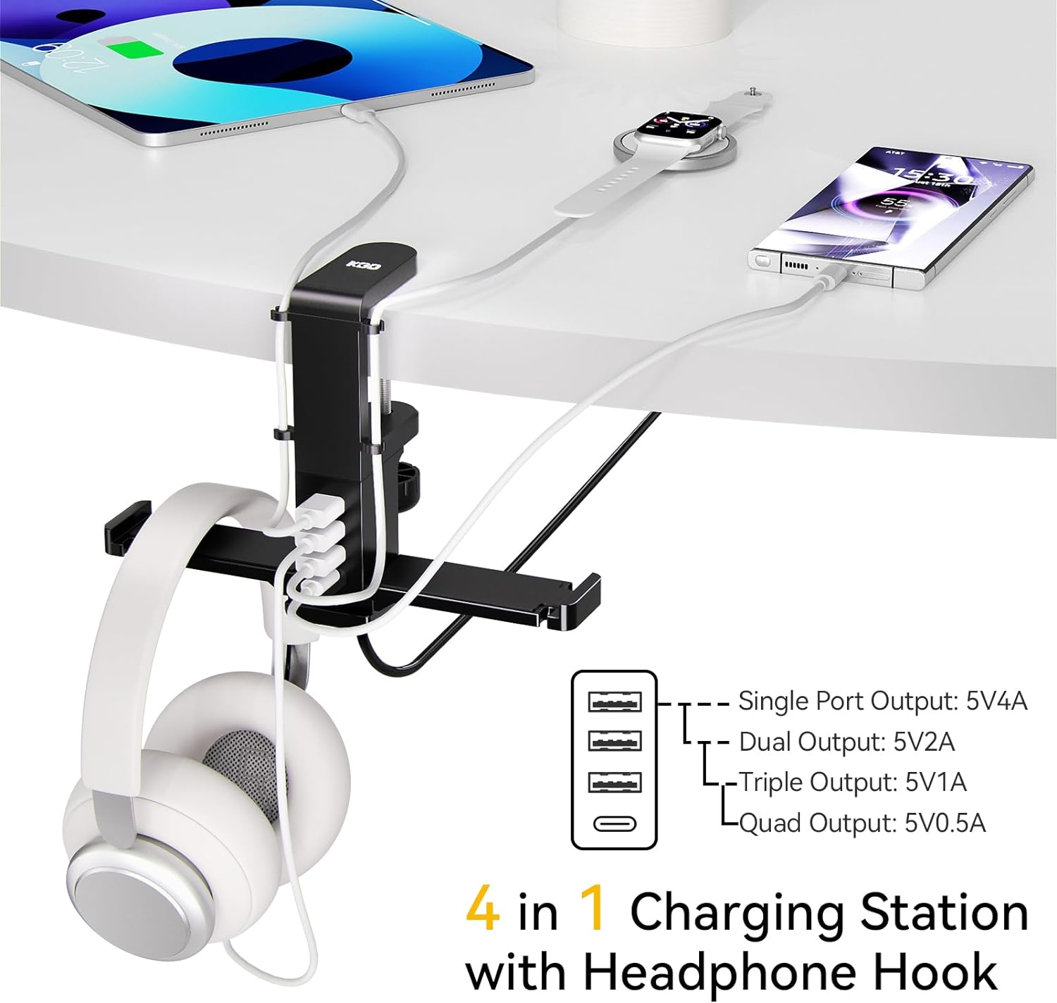 KDD Headphone Hanger with USB Charger