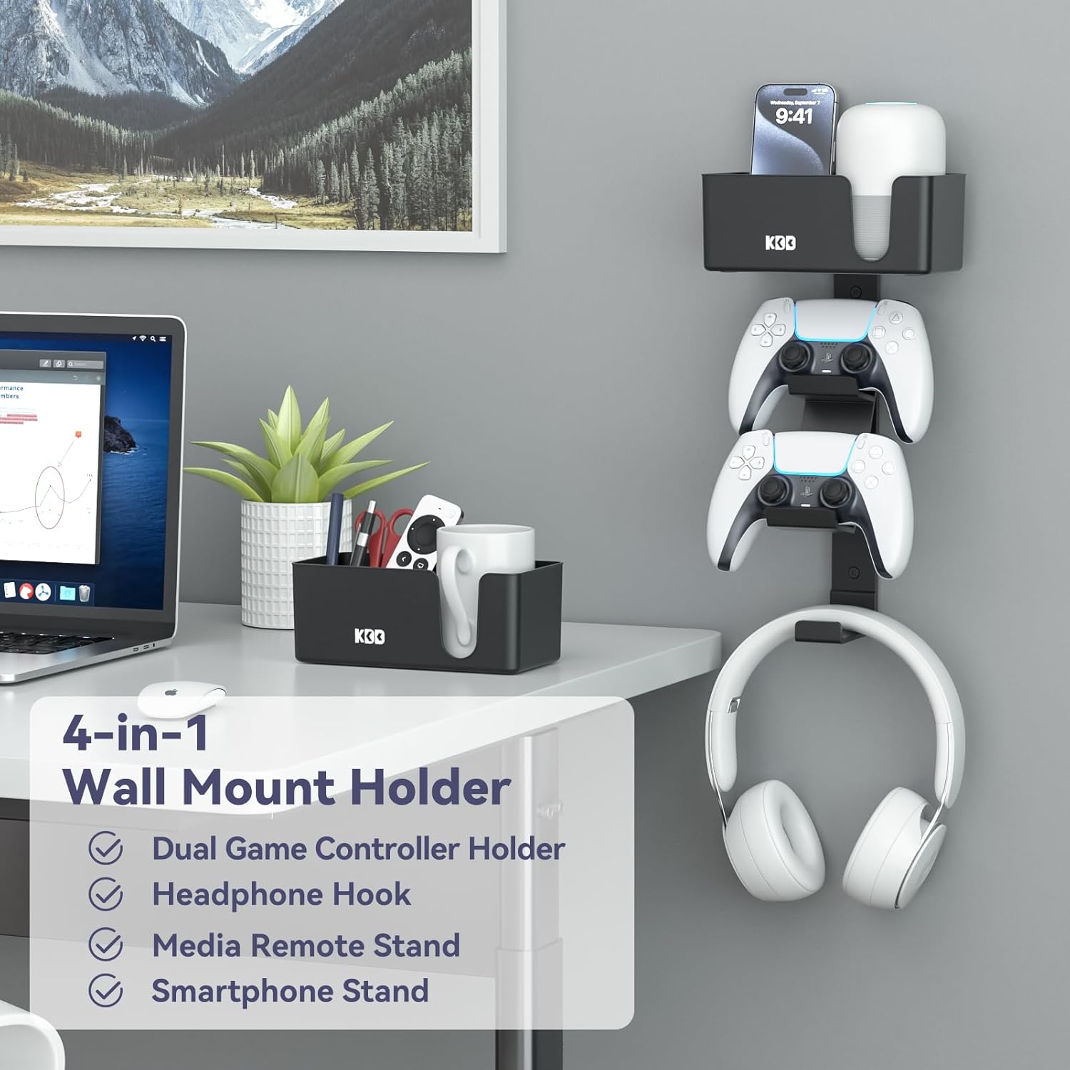 KDD 4-in-1 Wall Mount Controller Holder