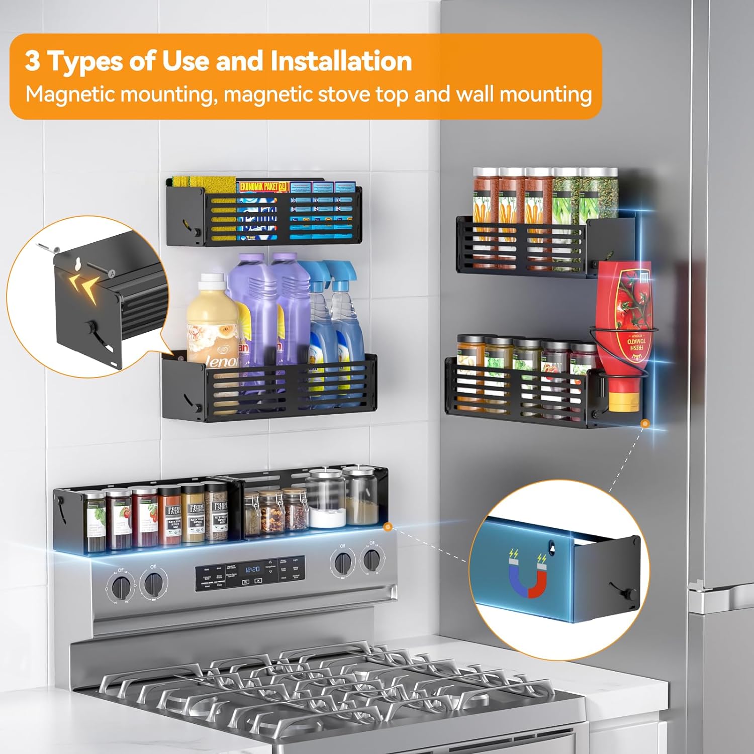CLESOO Magnetic Spice Rack for Refrigerator
