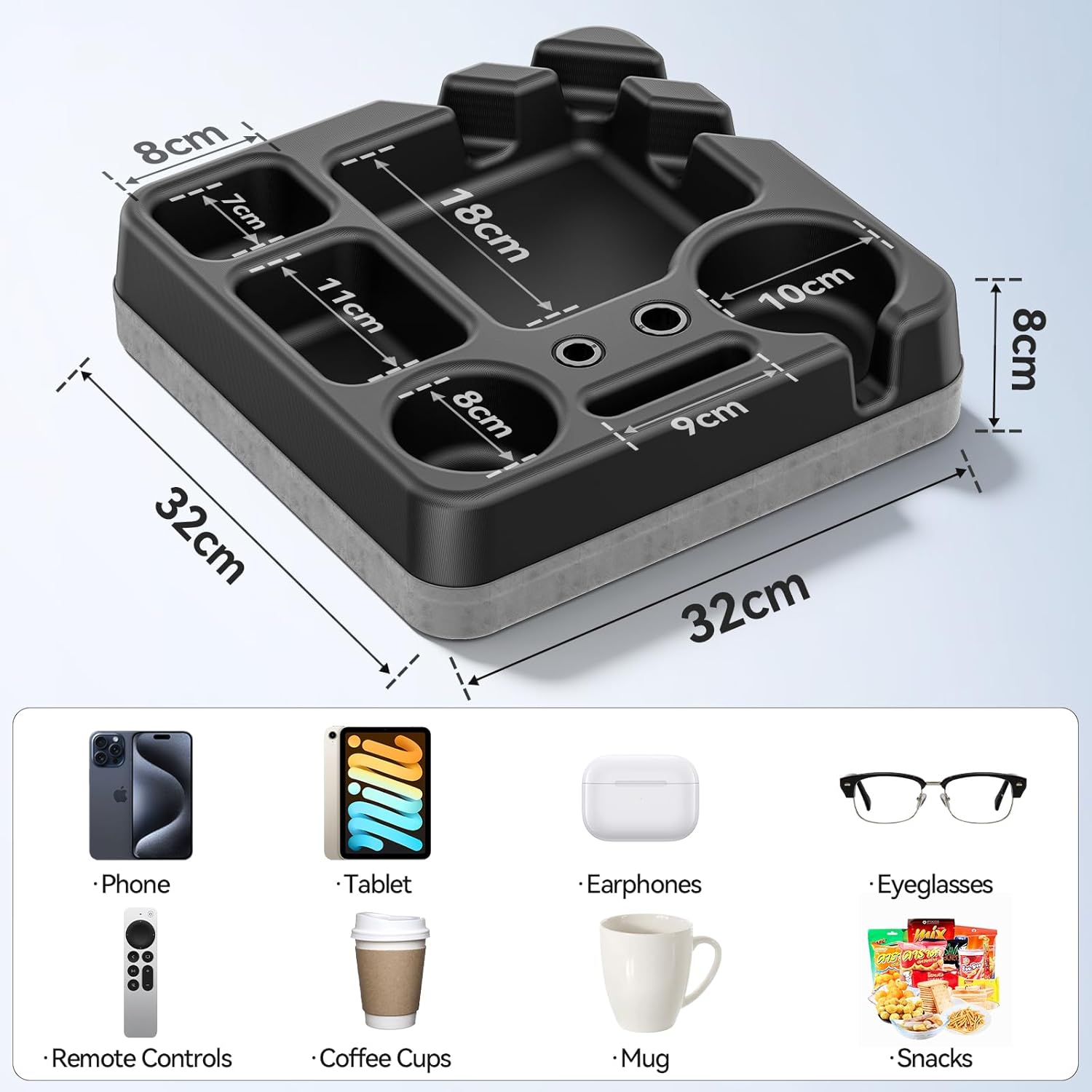 Couch Cup Holder Tray
