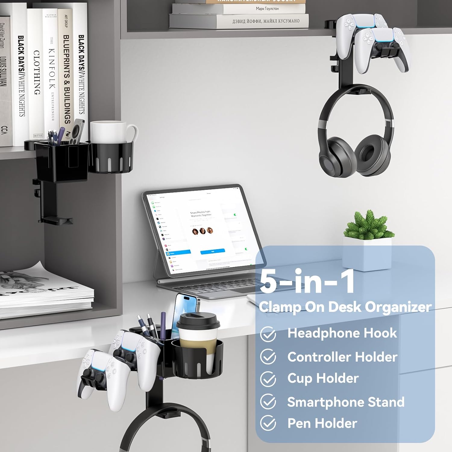 KDD 5 in 1 Clamp On Desk Organizer