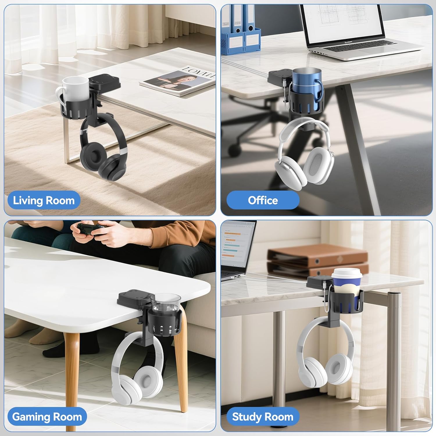 KDD 3 in 1 Headphone Hanger with Cup Holder