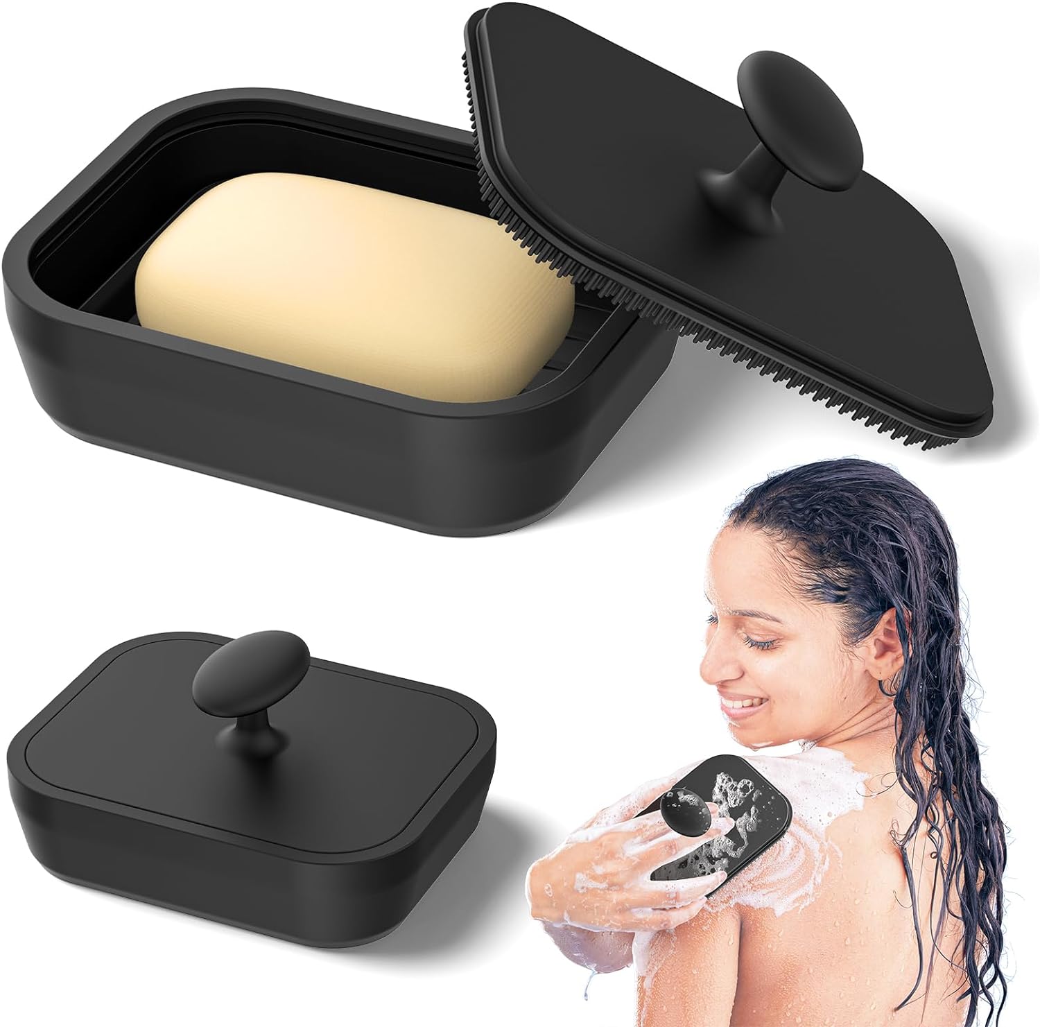 Silicone Travel Soap Case with Body Scrubber