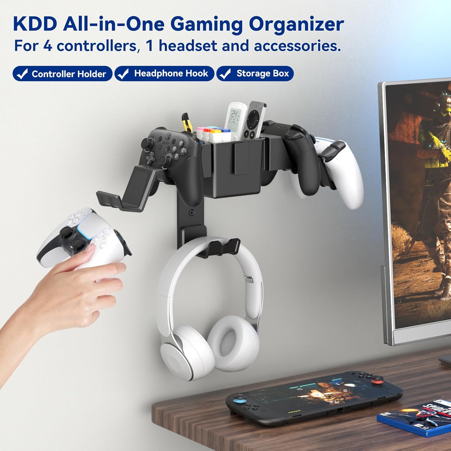KDD Wall Mount Controller Holder with Divided Box