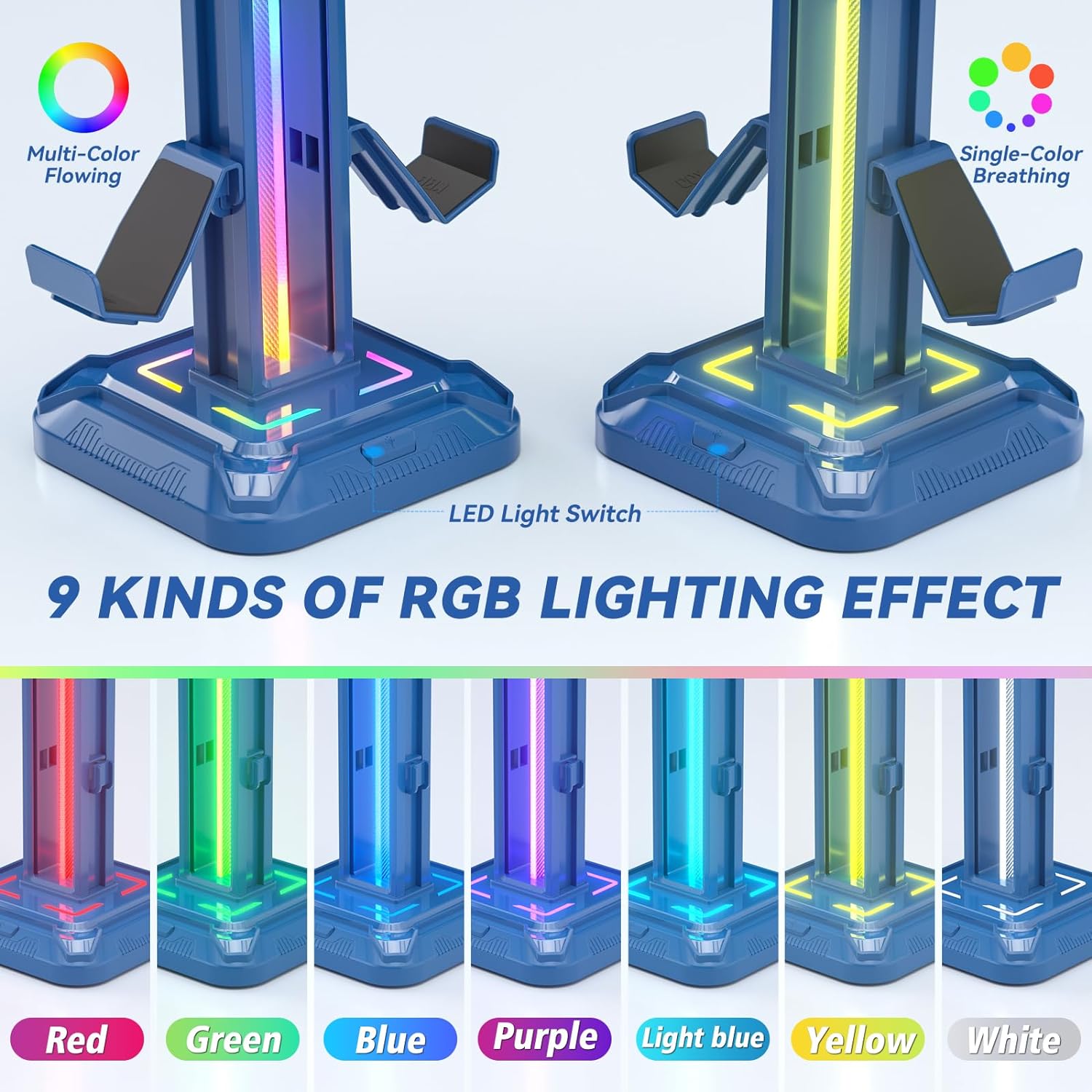 KDD RGB Headset Stand with 9 Light Modes