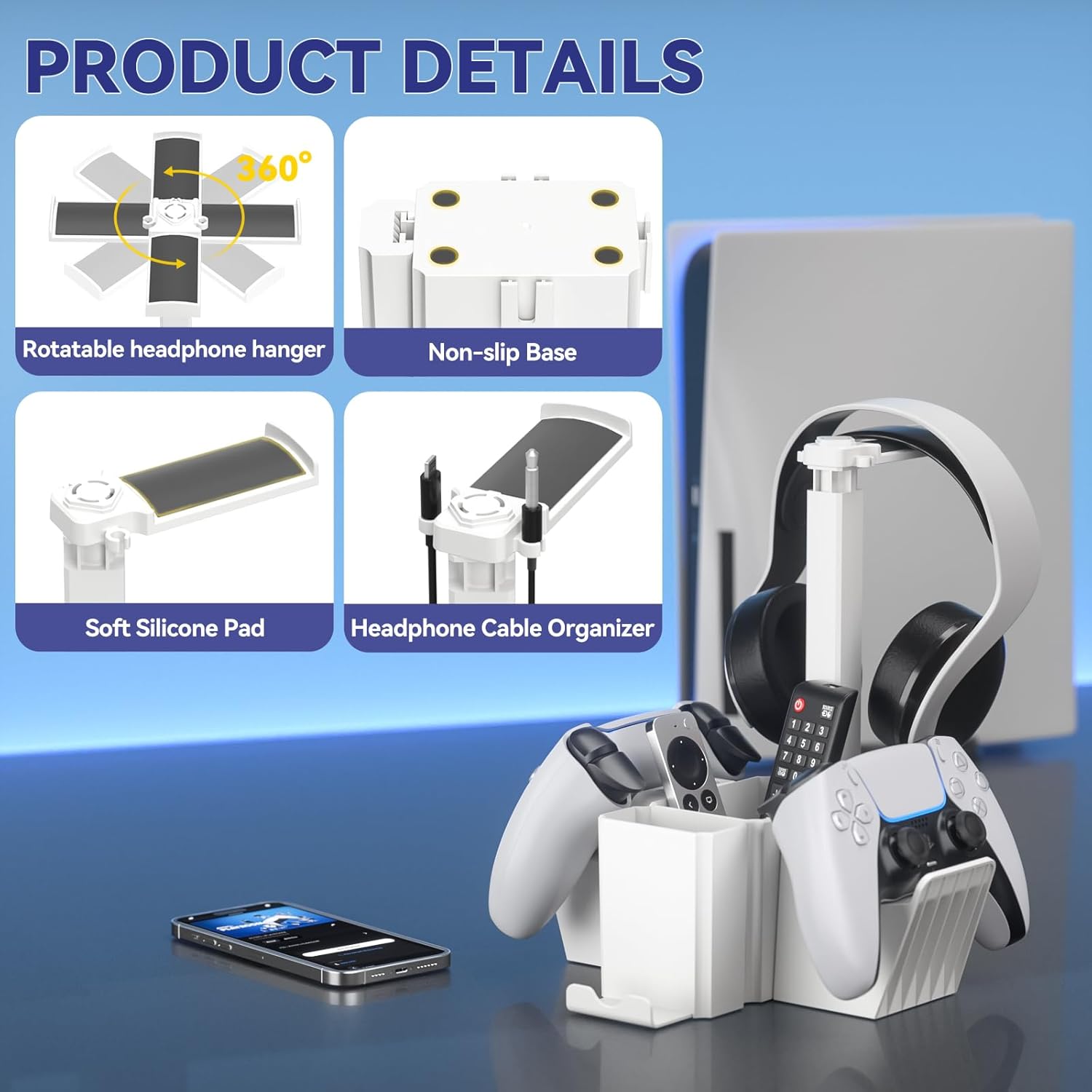 KDD Dual Controller Holder with Headphone Stand