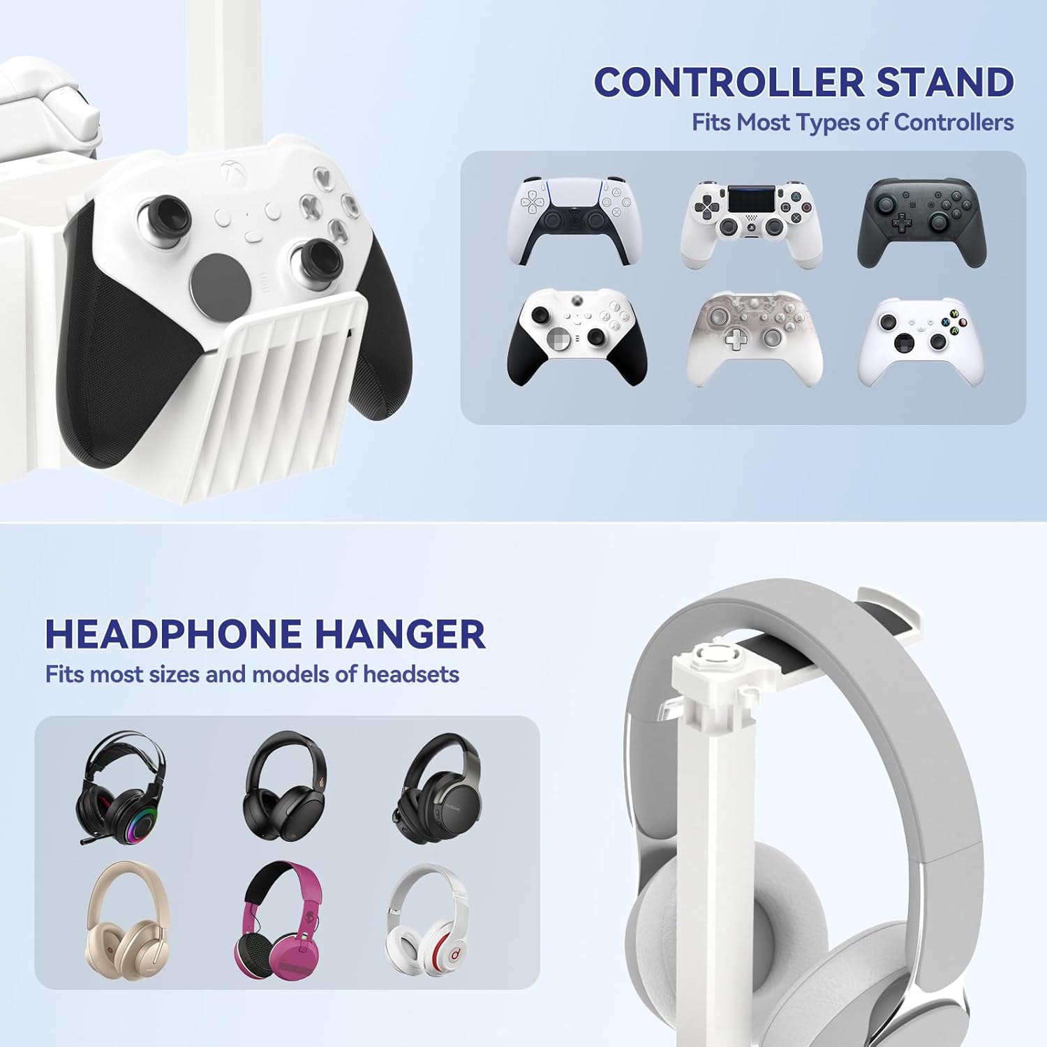 KDD Dual Controller Holder with Headphone Stand