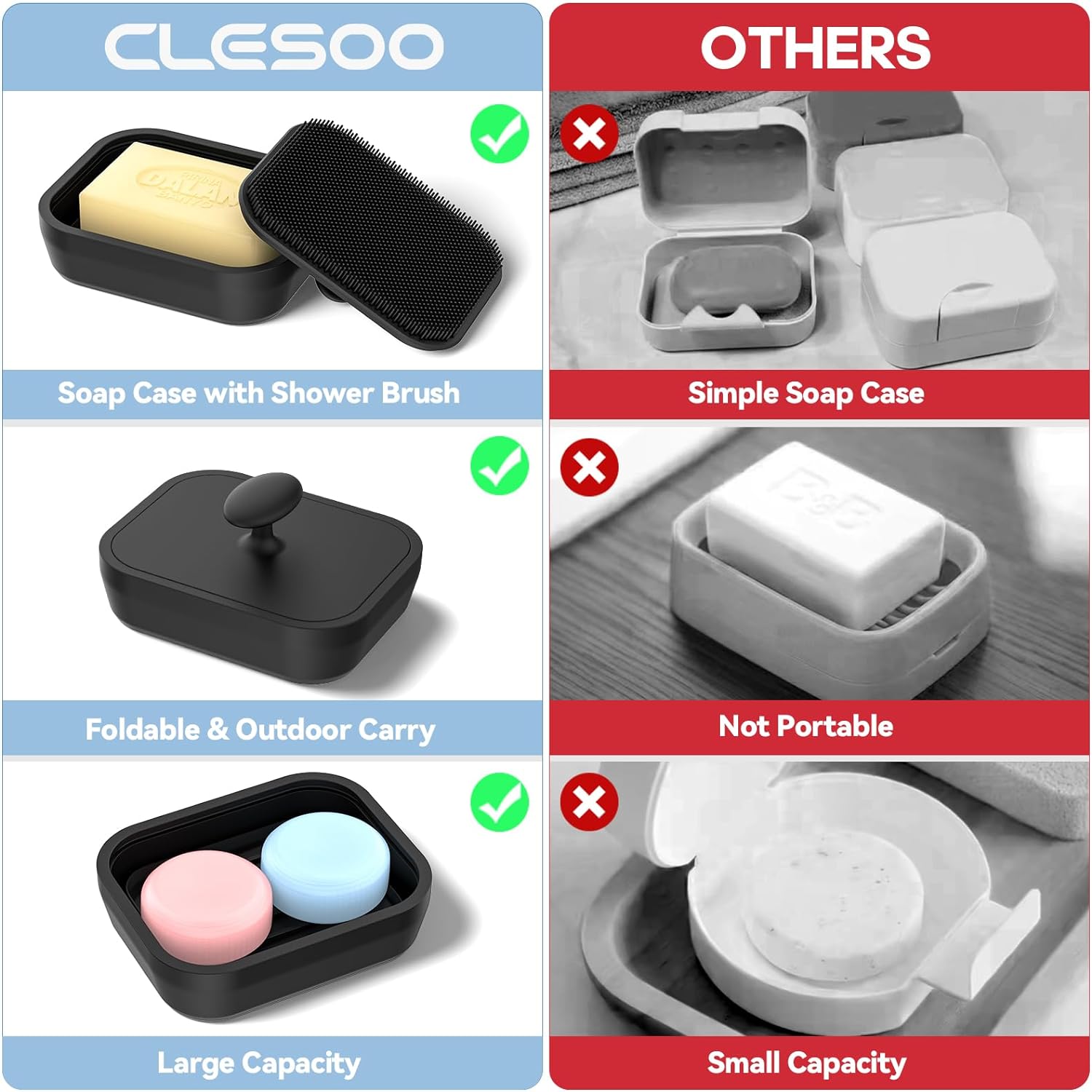 Silicone Travel Soap Case with Body Scrubber