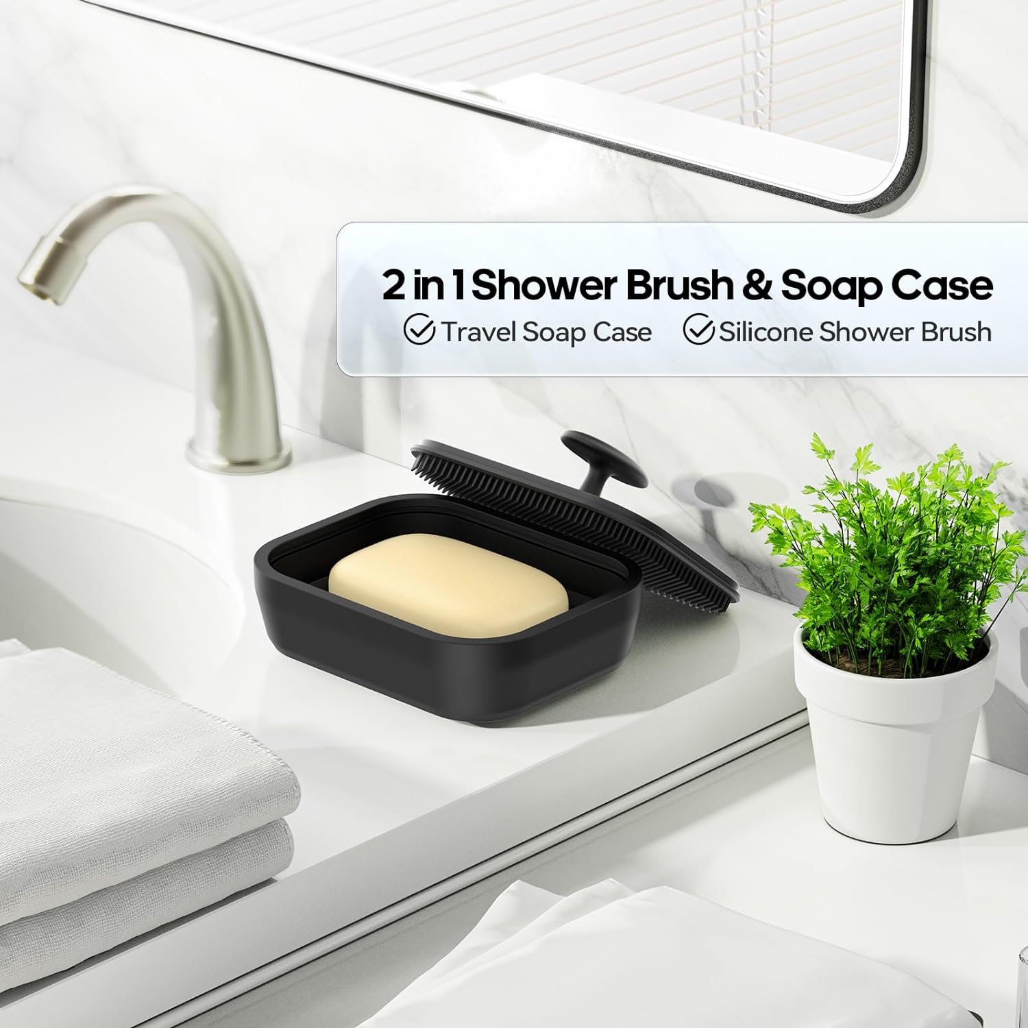 Silicone Travel Soap Case with Body Scrubber