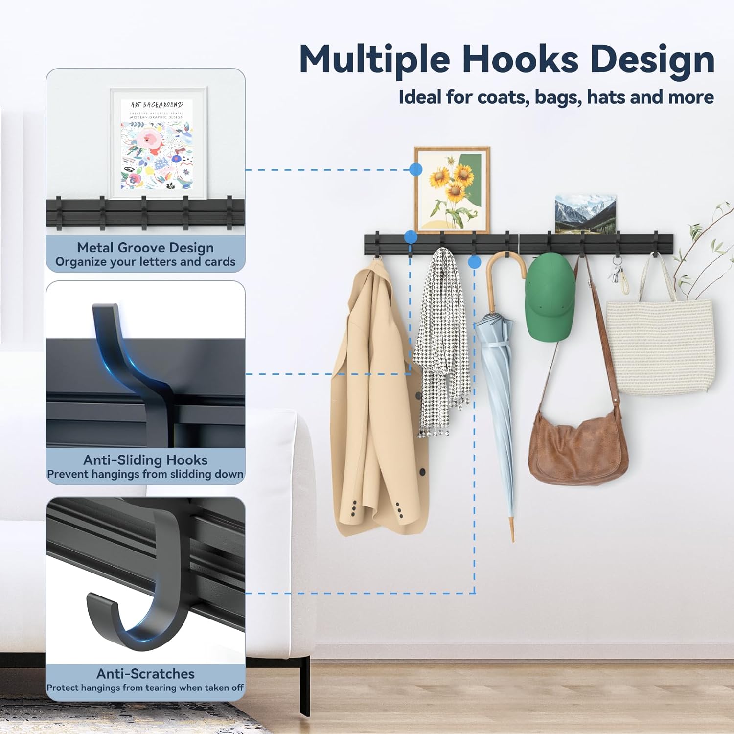 CLESOO Coat and Hat Hook Wall Mounted