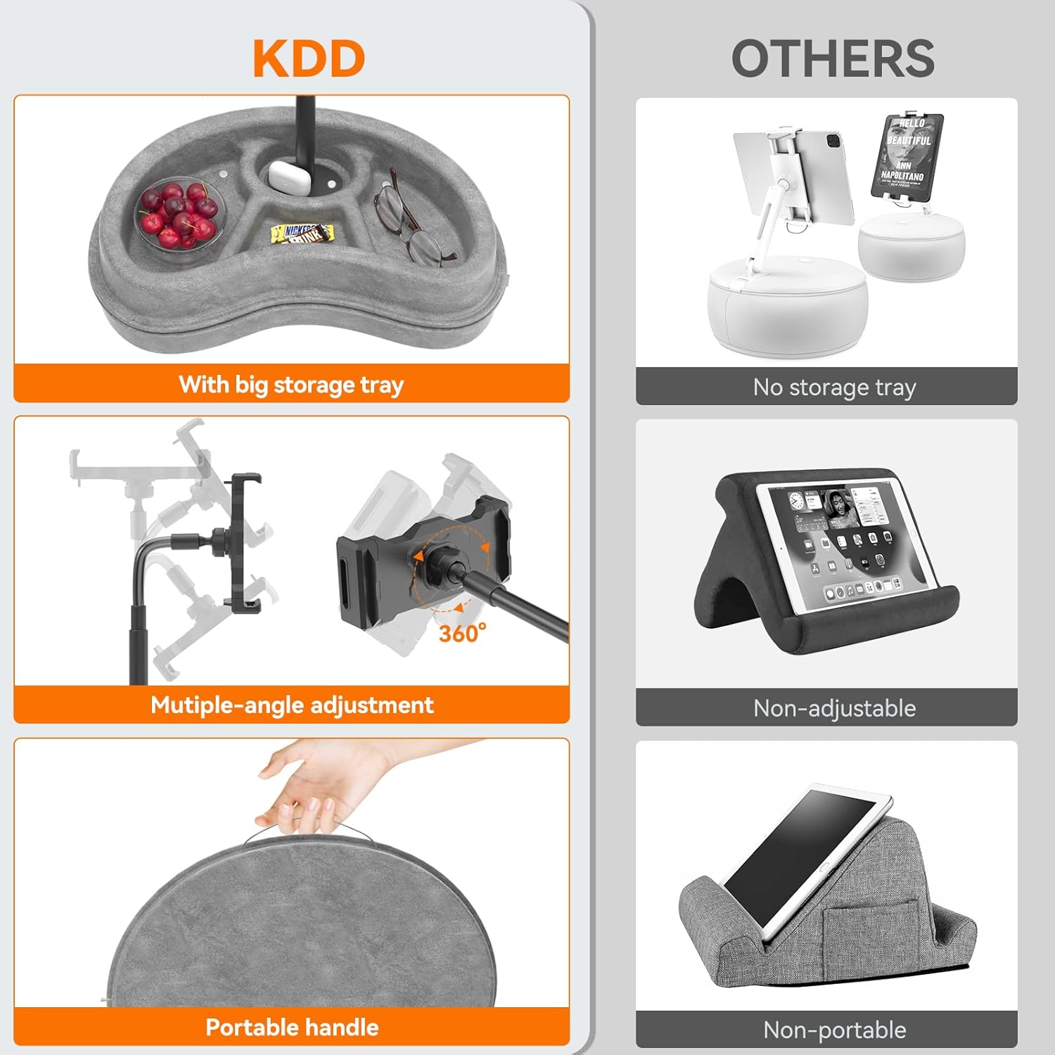 KDD Tablet Pillow Stand with Storage Tray