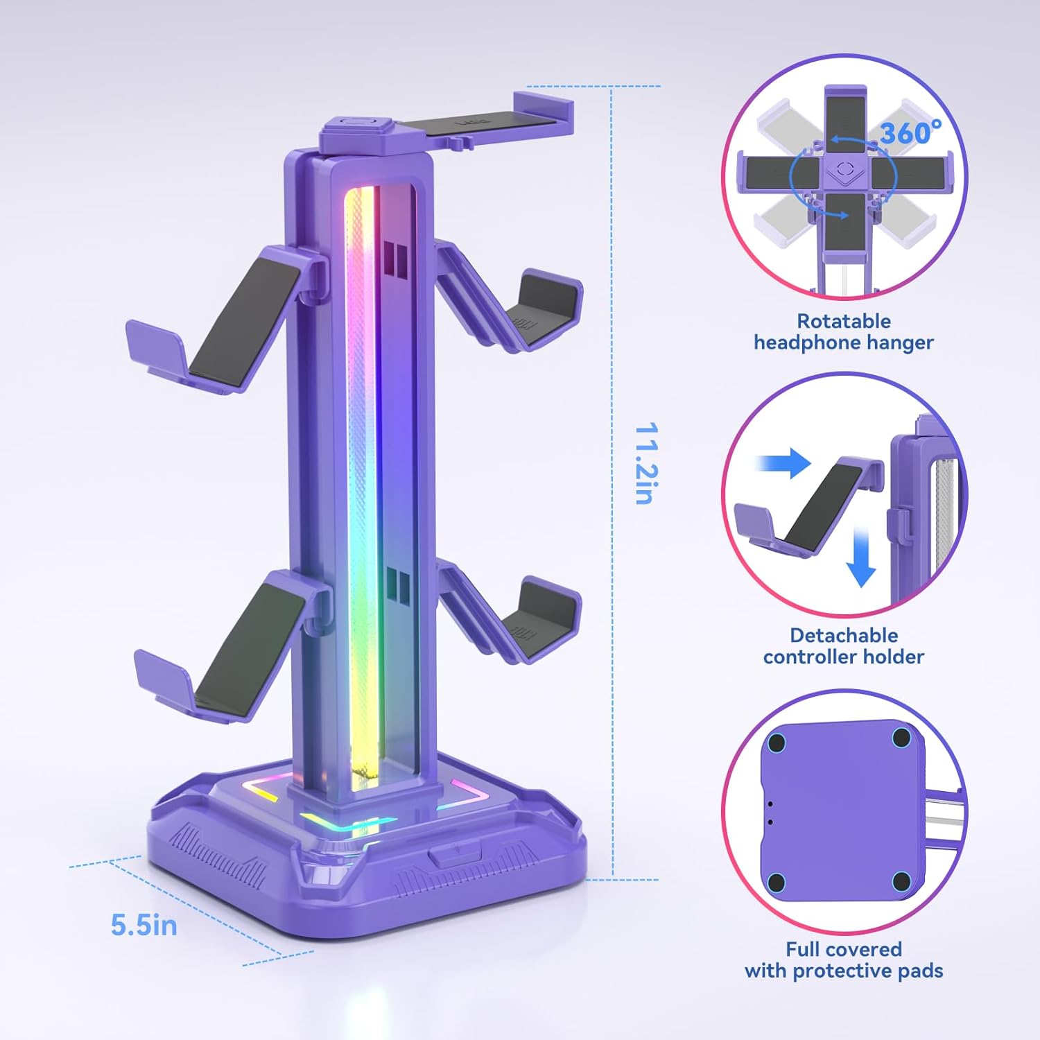 KDD RGB Headset Stand with 9 Light Modes