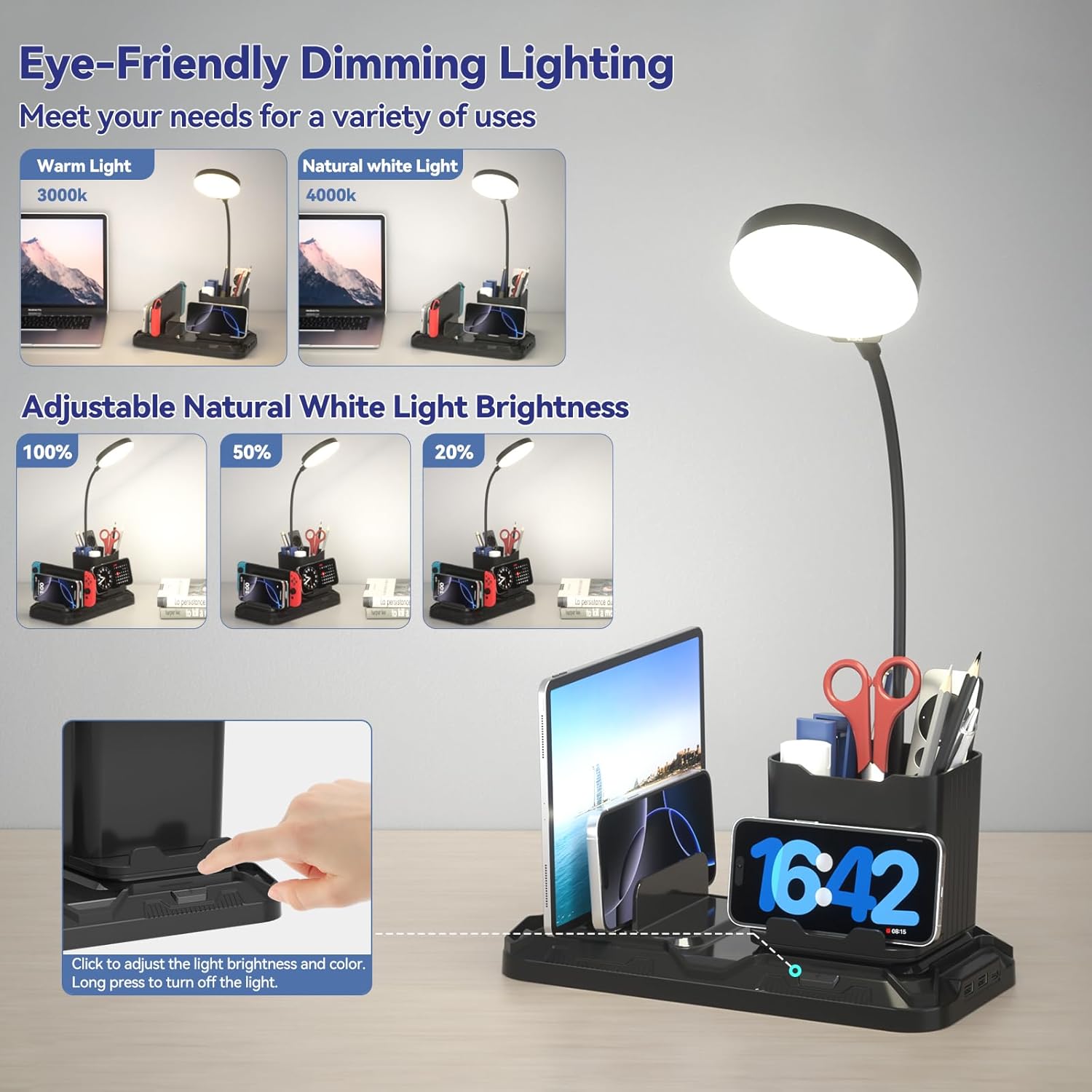 KDD Desk Lamp with USB A&C Charger Ports