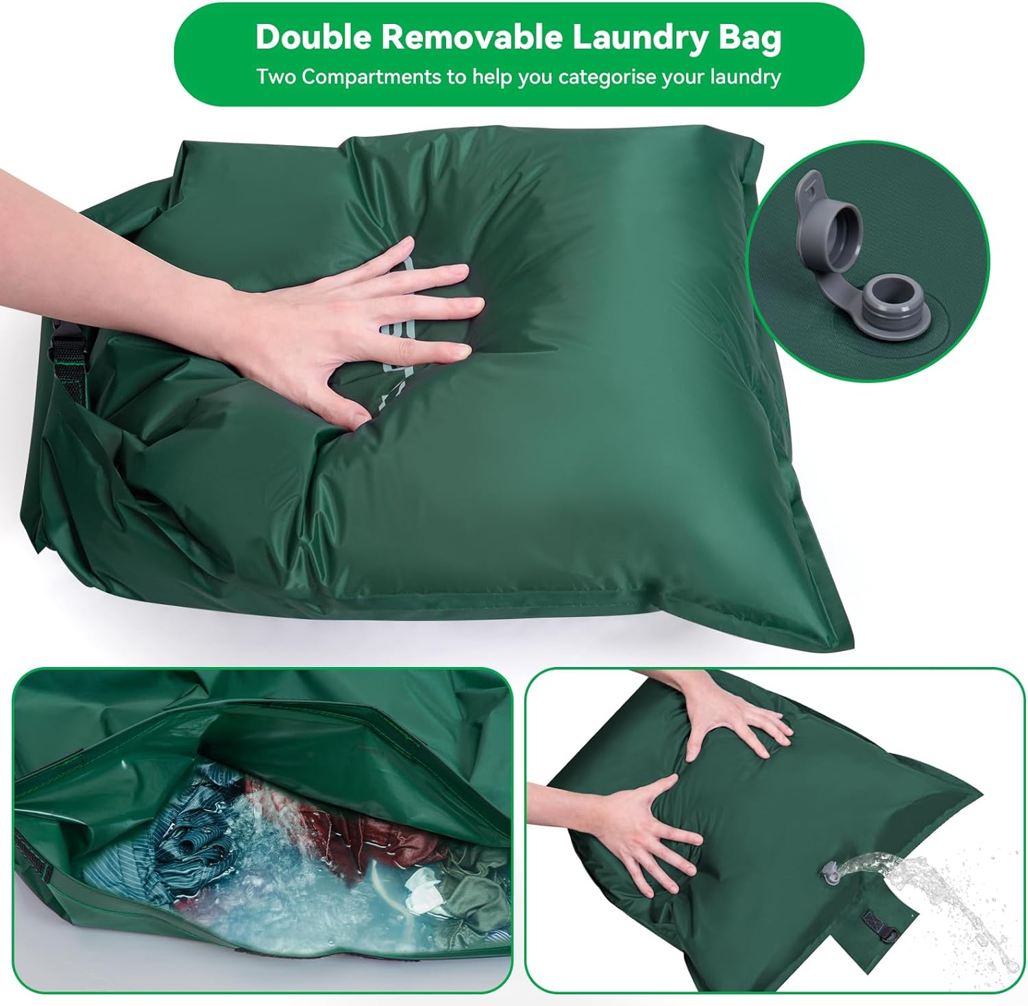 Pop Up Laundry Basket with Waterproof Wash Bag & Removable Mesh Bag