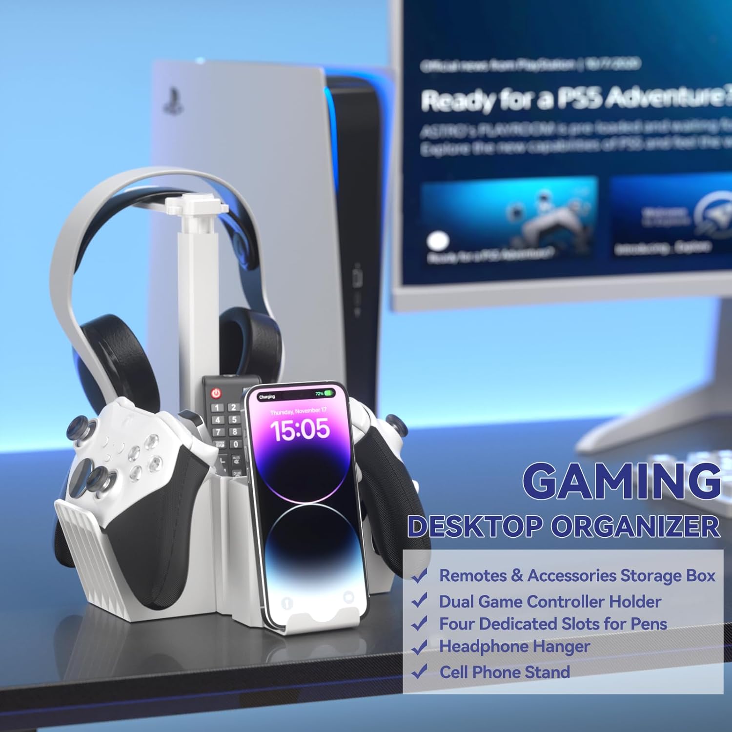 KDD Dual Controller Holder with Headphone Stand