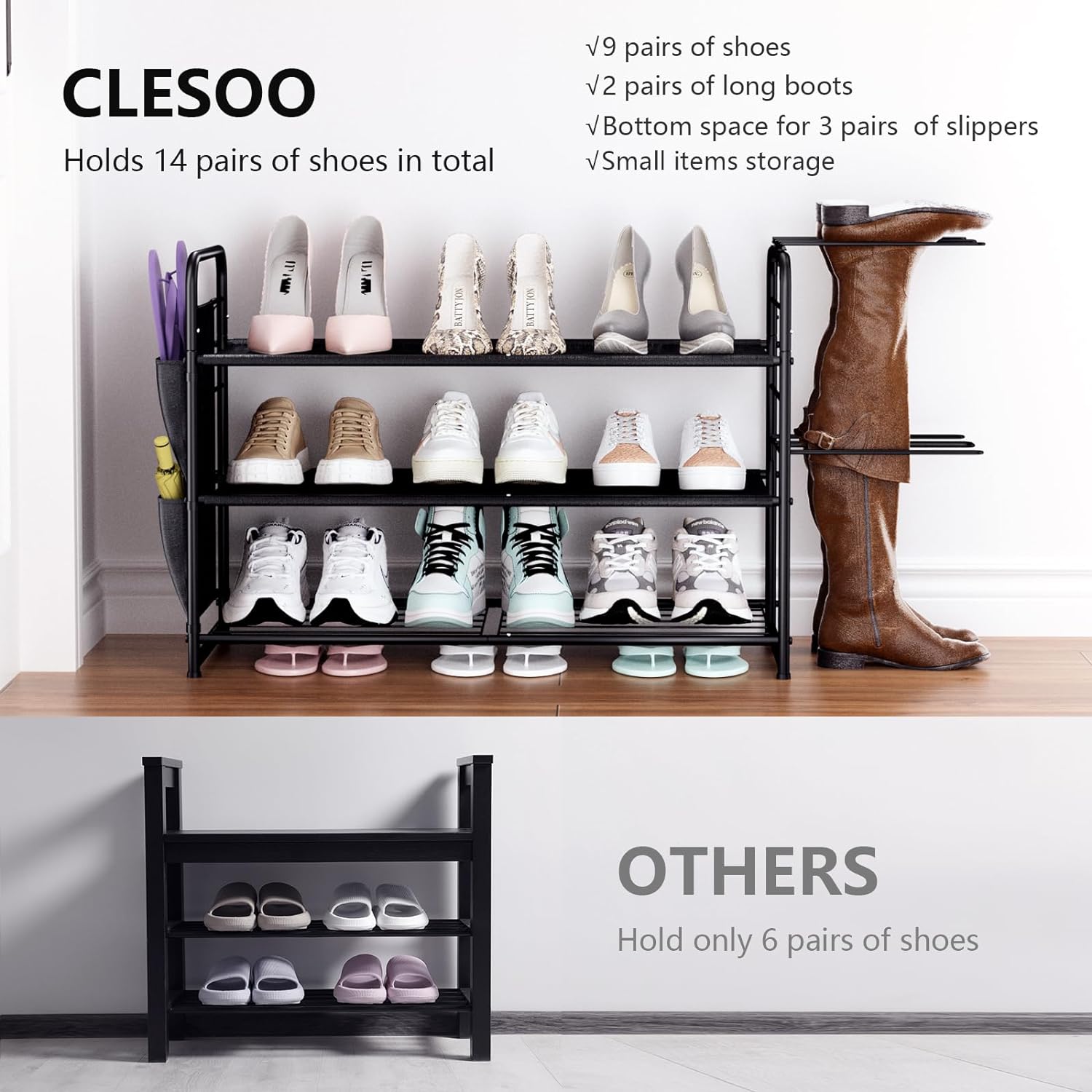 CLESOO Shoe Rack Storage Organizer