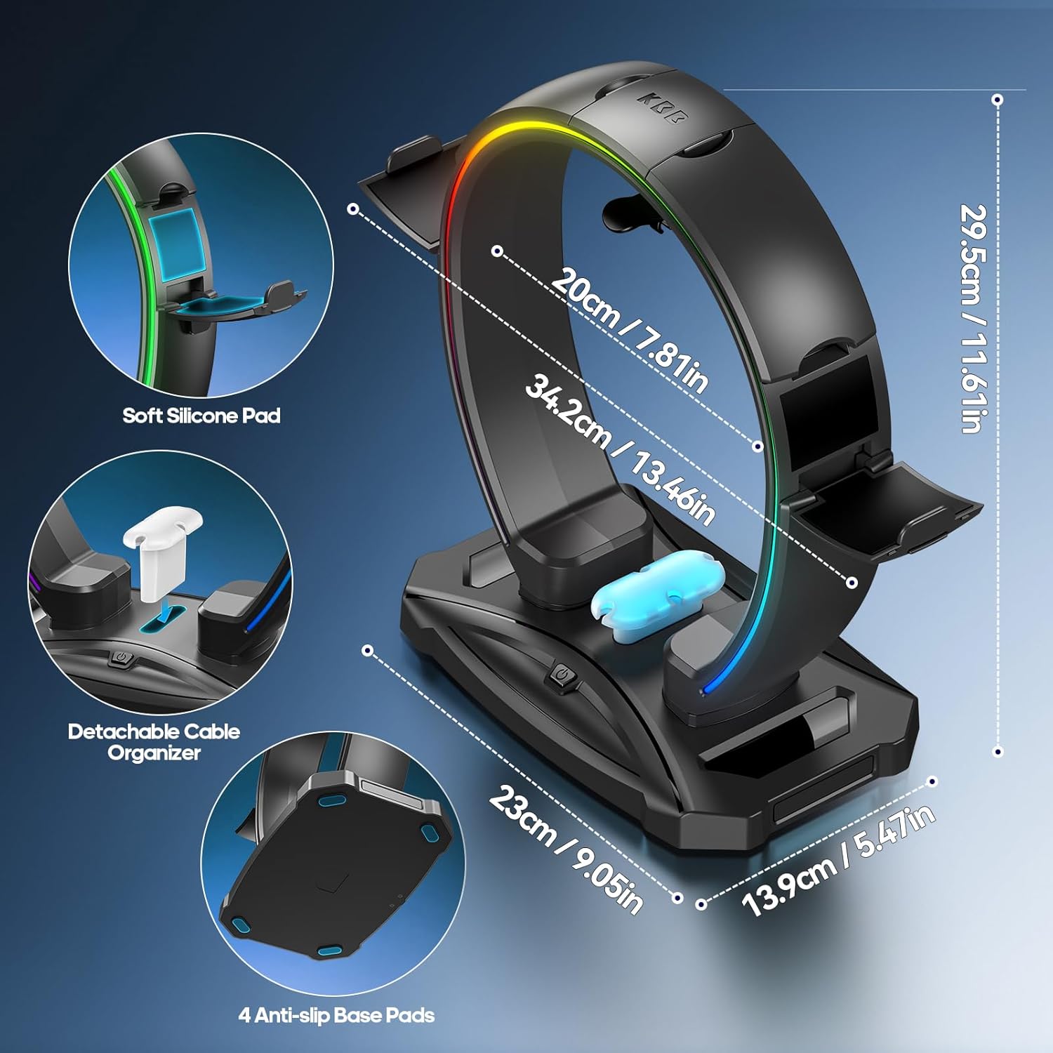 KDD RGB Headphone & Controller Stand with 9 Light Modes
