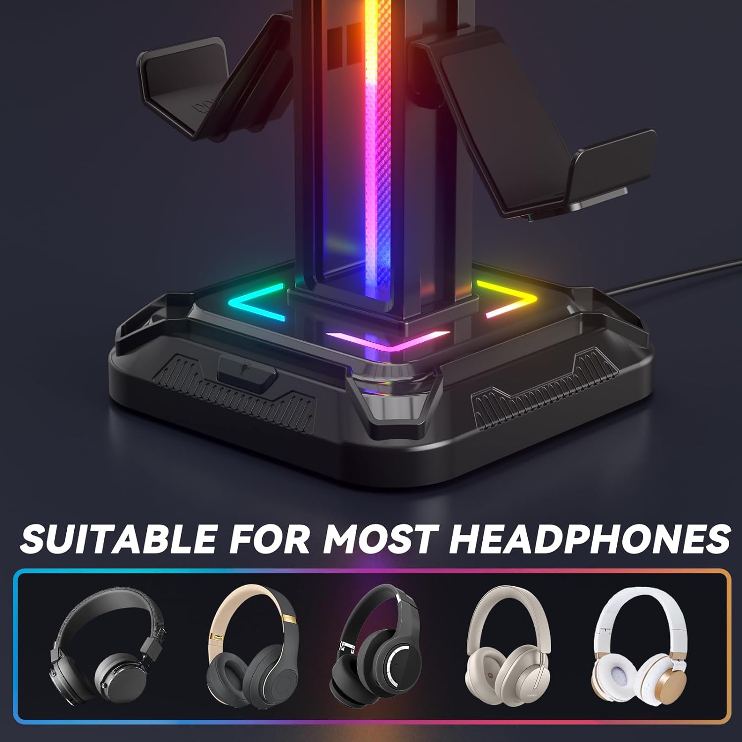 KDD RGB Headset Stand with 9 Light Modes