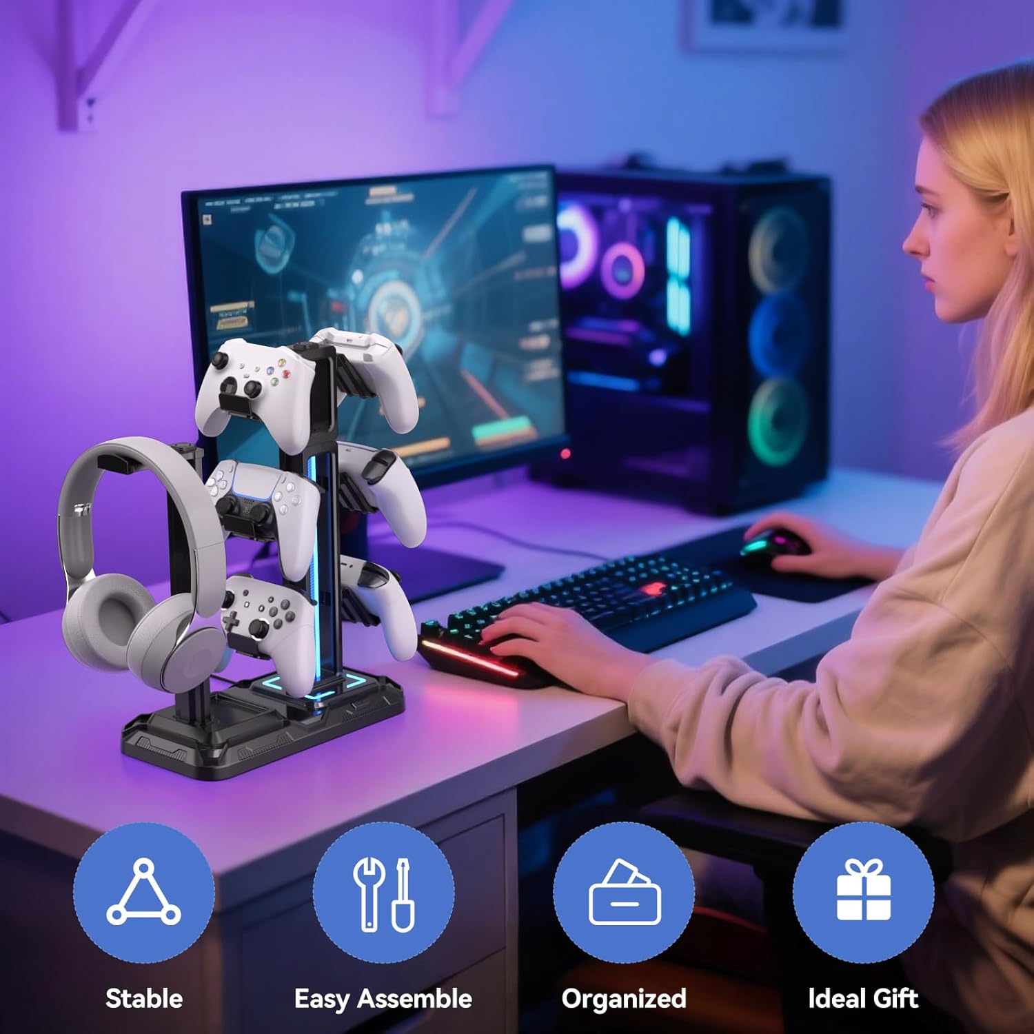 KDD RGB Multi-Controller Holder with 9 Light Modes