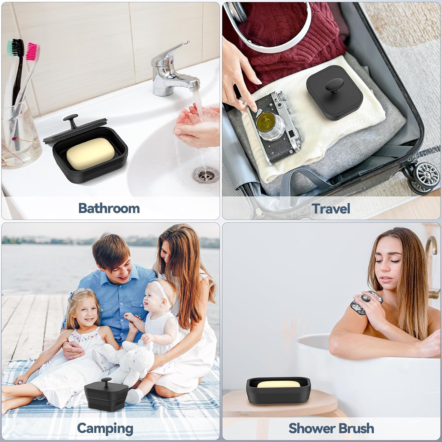 Silicone Travel Soap Case with Body Scrubber