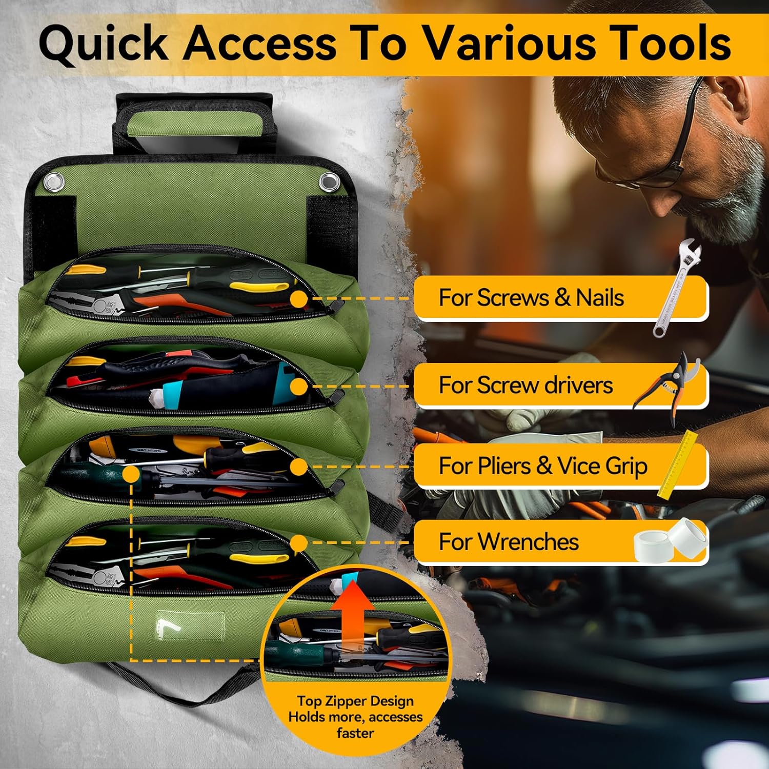 Roll Up Tool Bag Organizer