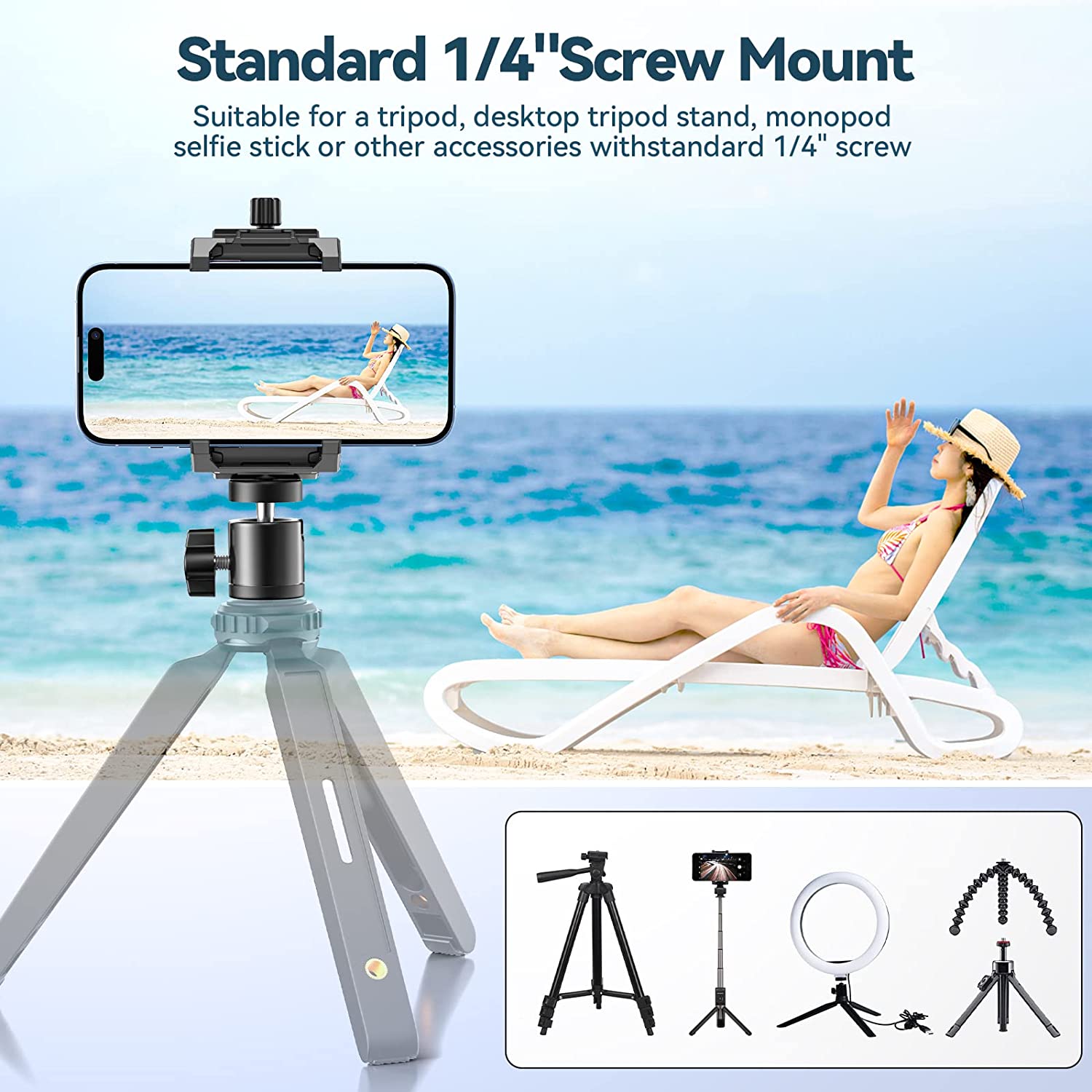 KDD Cell Phone Tripod Mount Adapter