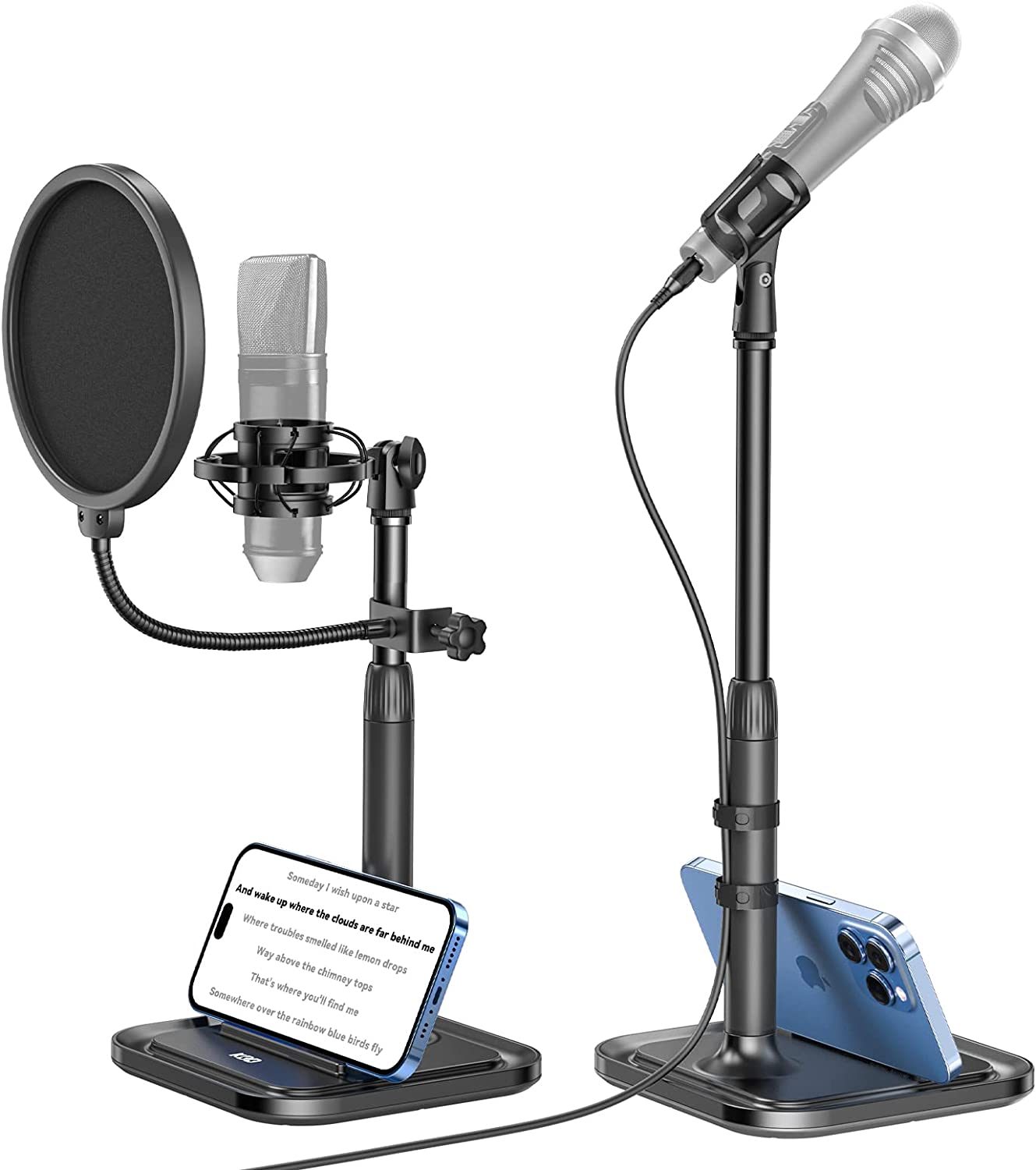 Desktop Microphone Stand with Phone Holder