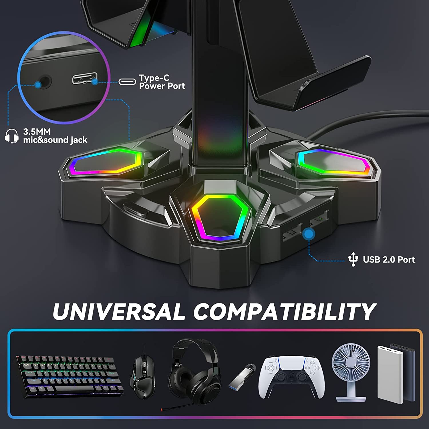 KDD Gaming RGB Headphones Stand