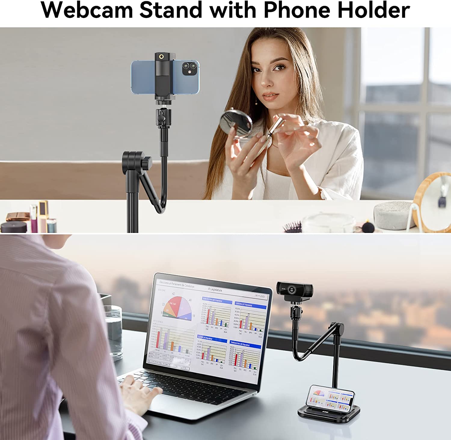 Webcam Stand with Phone Holder
