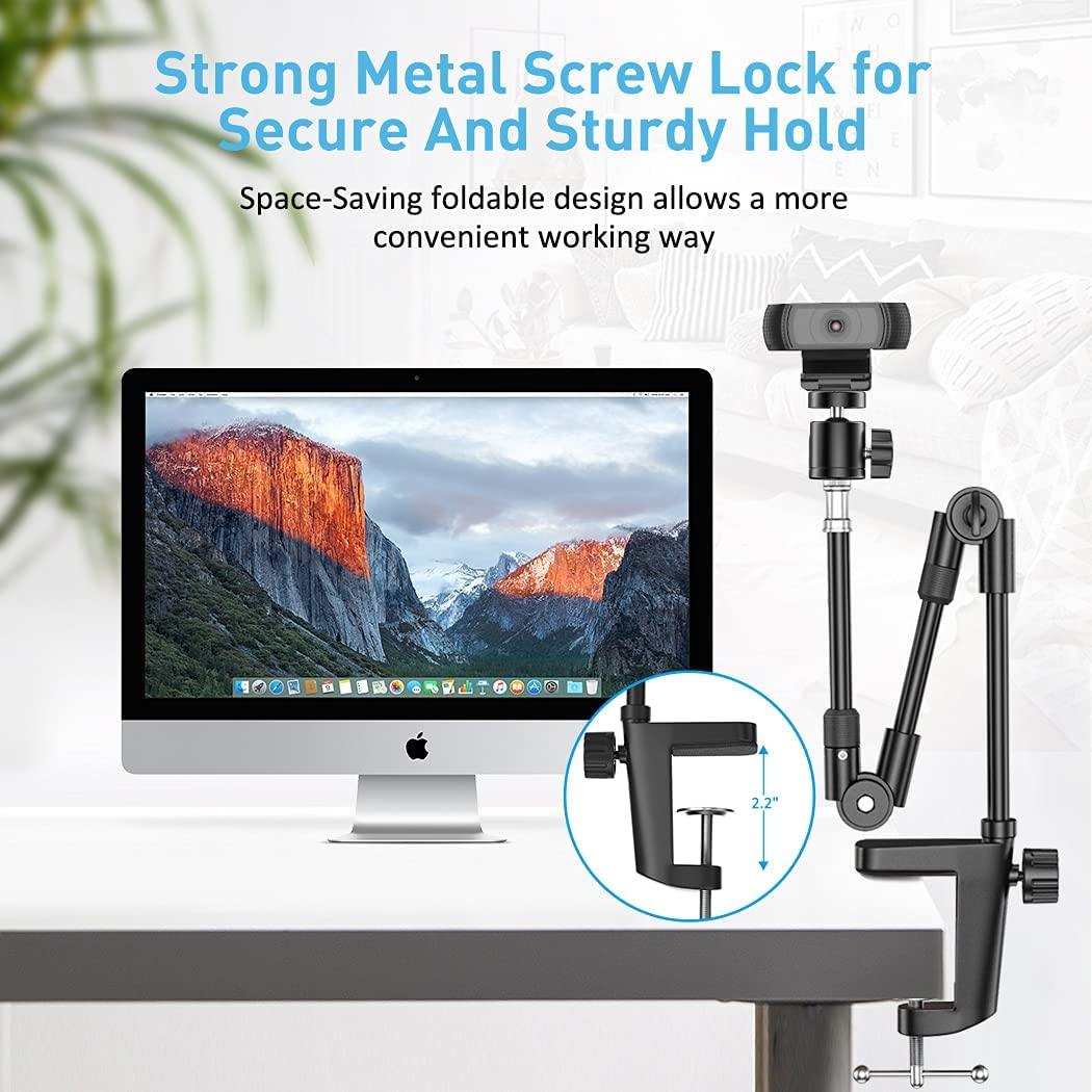 Webcam Stand Camera Mount with Phone Holder