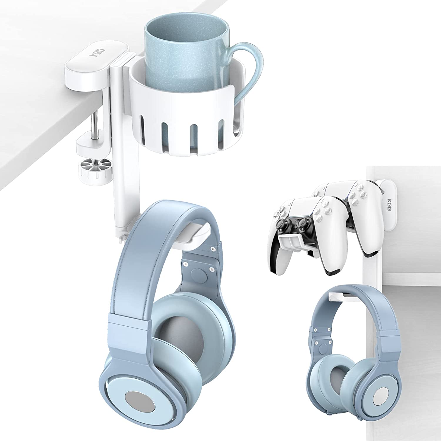 KDD Rotatable Headphone Hanger with cup holder